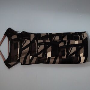 Le Chateau Elegant Black and Tan Women's Dress Size Medium